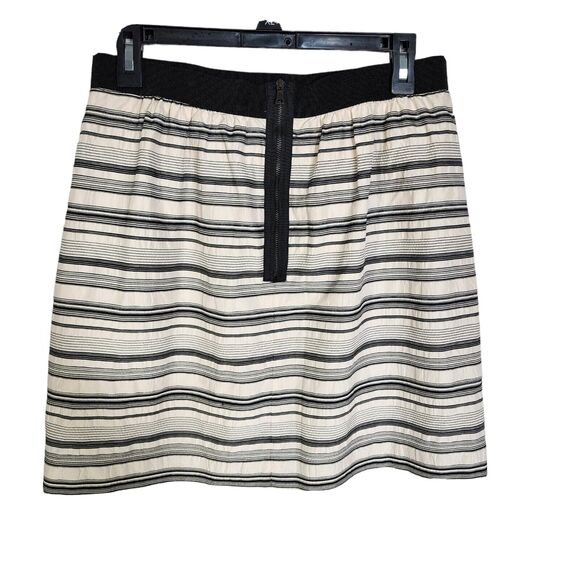 Ann Taylor Loft Womens Skirt Size 6 Cream Black Striped Silk Blend Elastic Waist - Picture 2 of 8